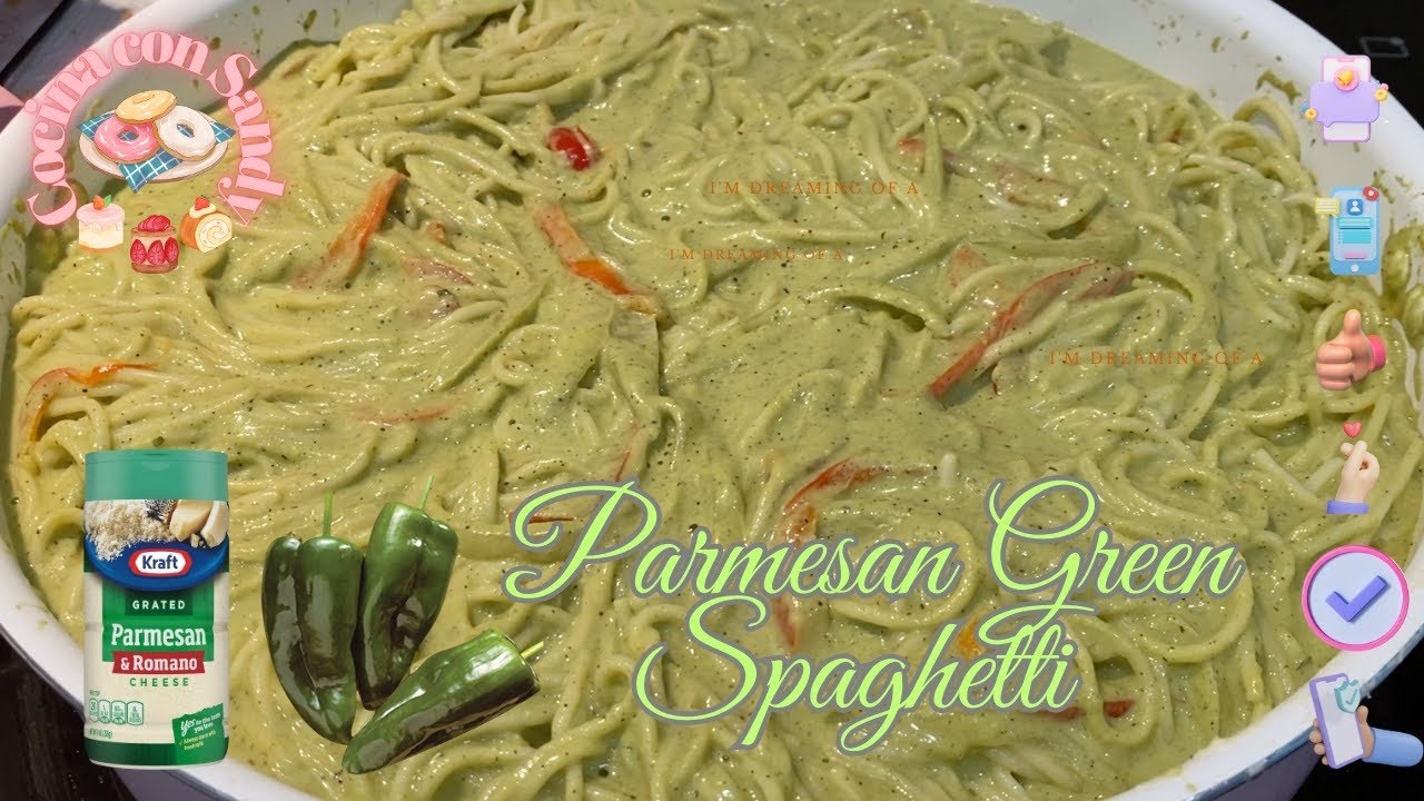 Spaghetti Verde a la Parmesana Super Delicioso!!! Ecxellente Guarnición!!!
