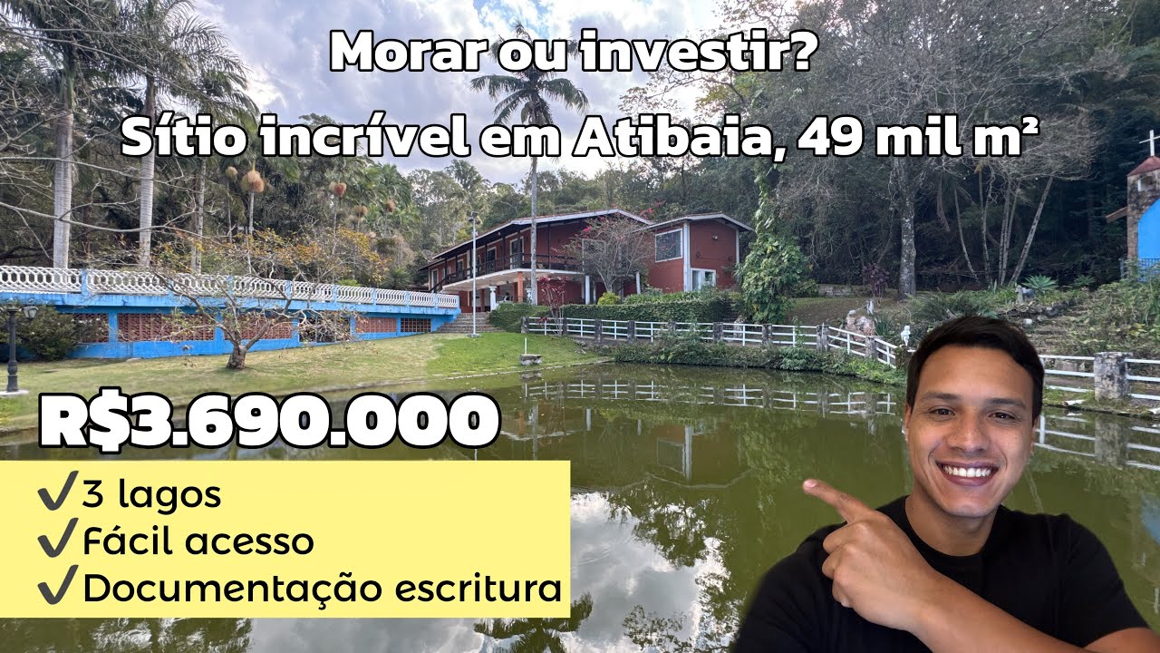 Sitio à venda em Atibaia, a menos de 1 hora de São Paulo! 49 mil metros de terreno.