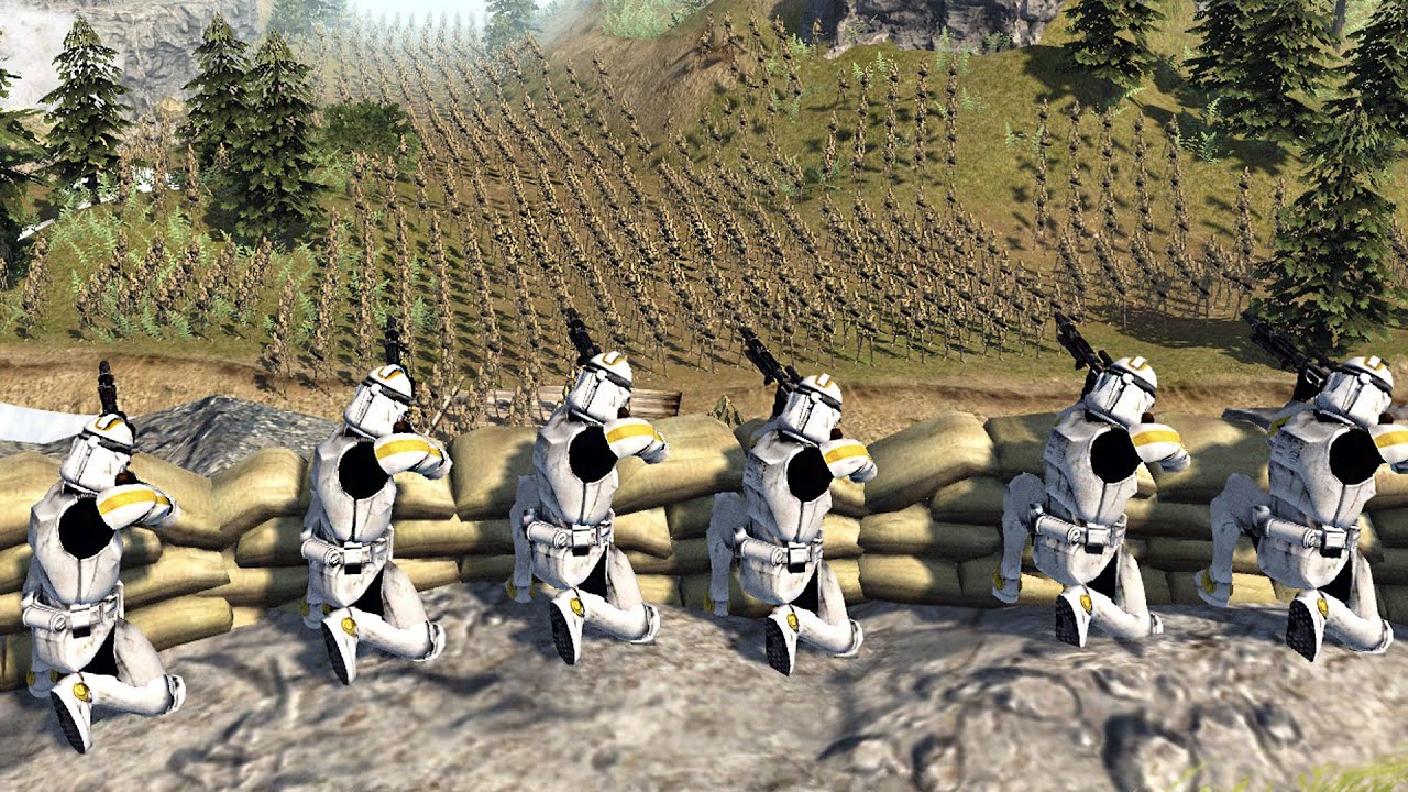 10 Clone Snipers VS 1,000 Battle Droids- Men of War: Star Wars Mod Battle Simulator