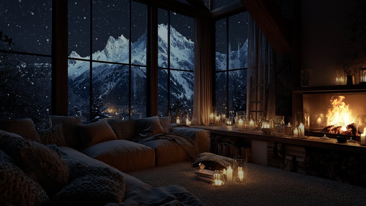 Snow Falling by a Cozy Fireplace ❄️ Winter Piano for Focus and Inner Calm
