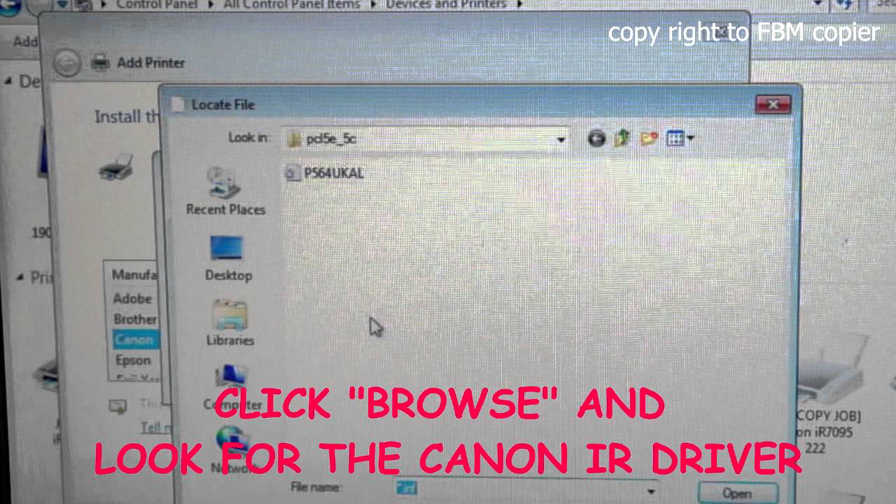 How to Install Canon IR Series Copier Printer Driver using Network