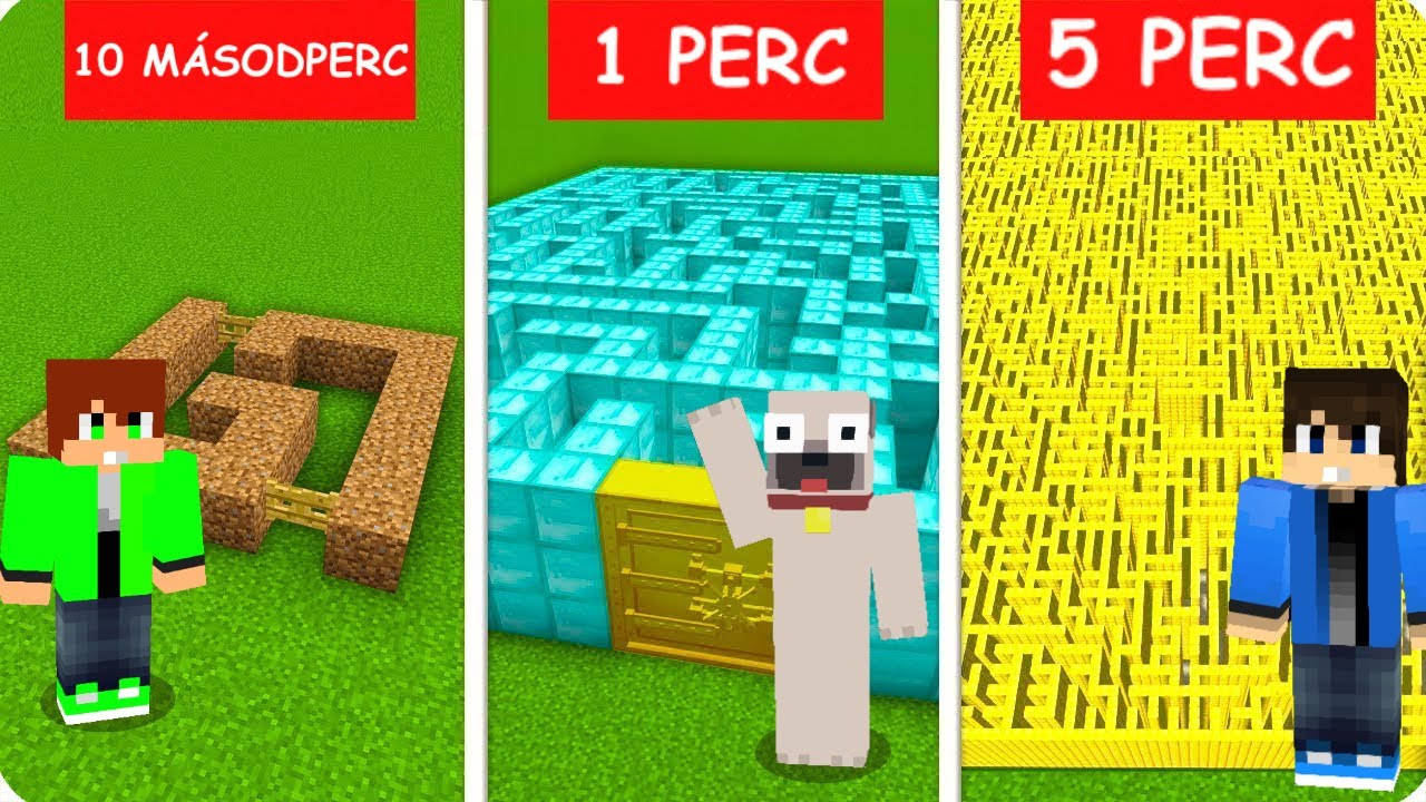NOOB ÉS PRO 10 MÁSODPERC 1 PERC ÉS 5 PERC LABIRINTUS ÉPÍTŐ KIHÍVÁS A MINECRAFTBAN!