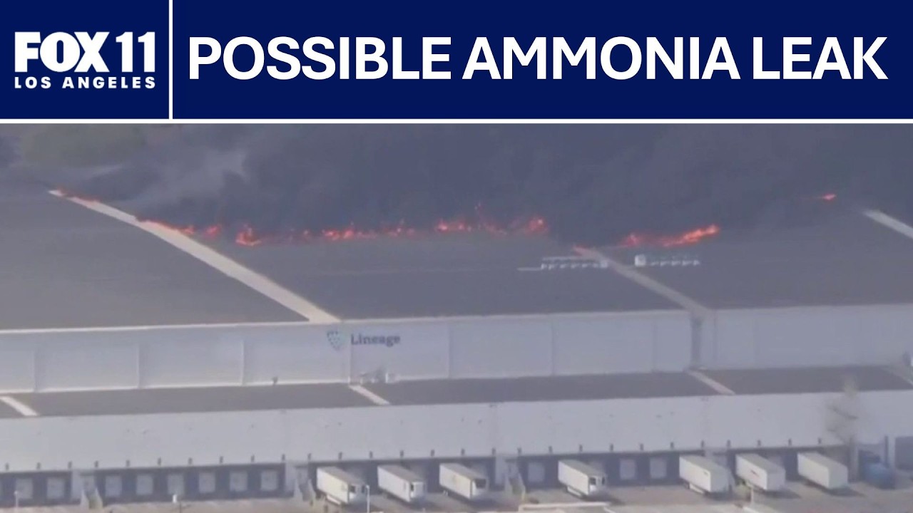 Massive fire in Boyle Heights; Ammonia leak suspected