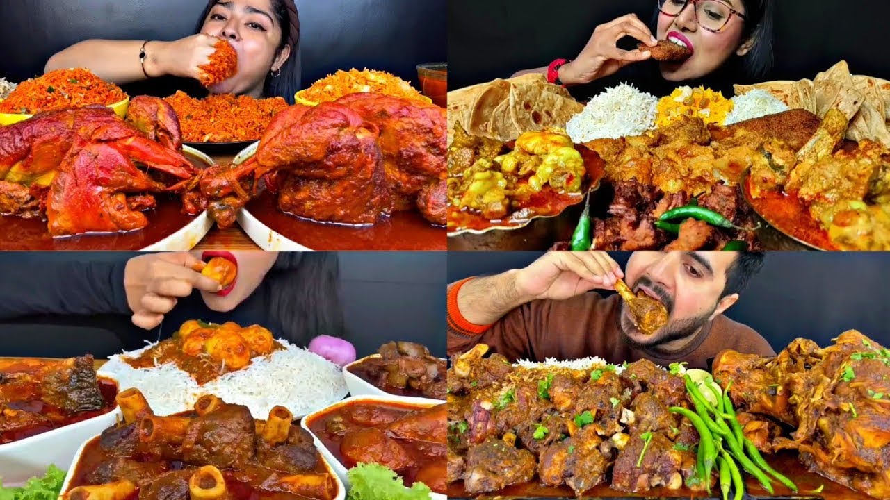 ASMR EATING SPICY CHICKEN CURRY, MUTTON CURRY, EGG CURRY | BEST INDIAN FOOD MUKBANG |Foodie India|