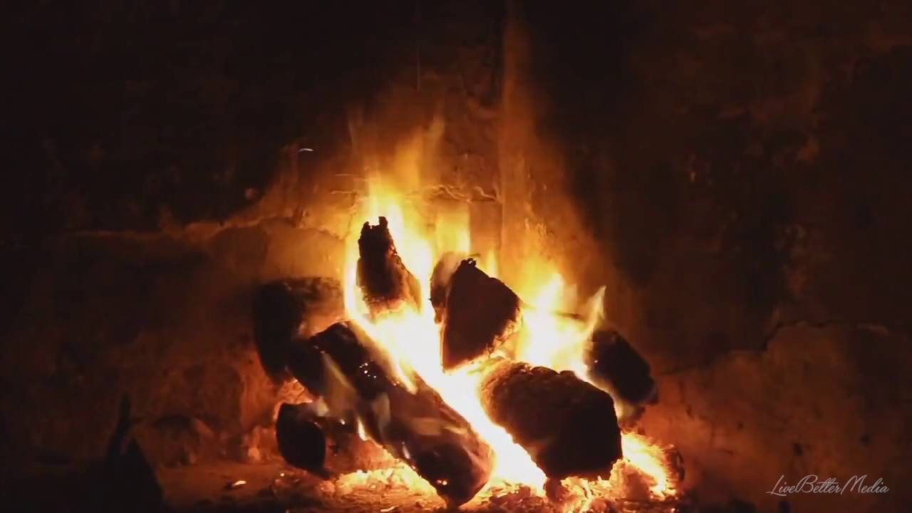 Avslappnande musik med ljud sprakande eld p&aring; Bonfire Bonfire brinnande spis