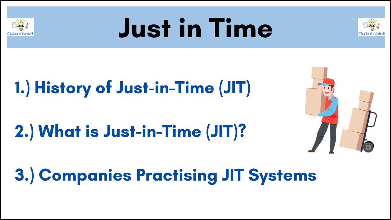 No.71 ~ Meaning of Just in Time | History | Companies Practicing JIT Systems || Student Notes ||