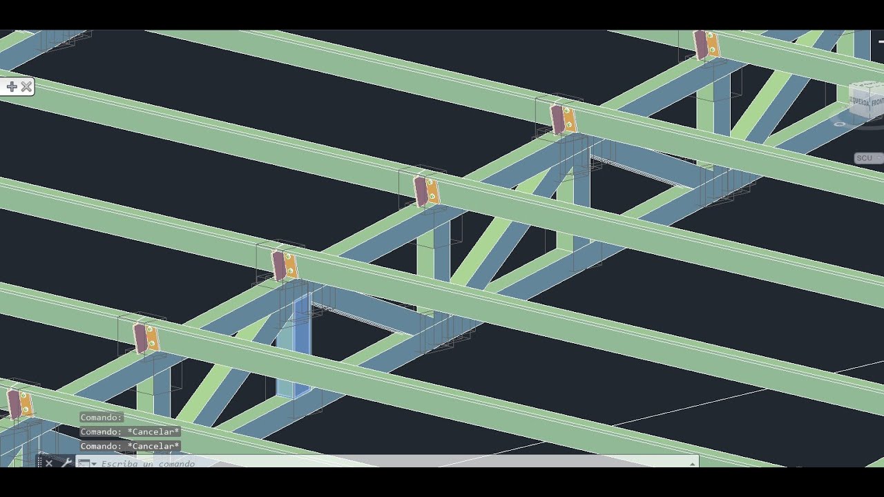 ADVANCE STEEL- CUBIERTA DE TECHO 30 m DE ANCHO-CORREAS  Y SUS CONEXIONES- GRILLA -PART-4