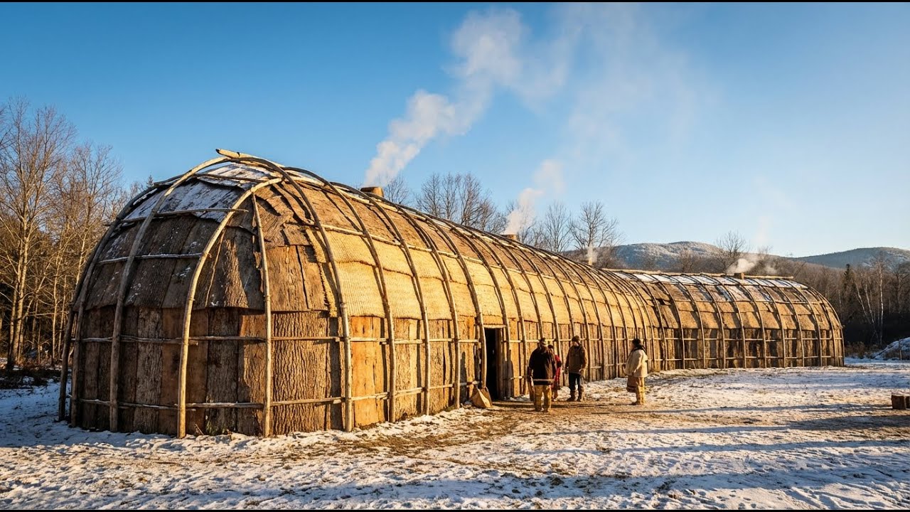 How Native Americans Built Wooden Longhouses To Survive Winters At -40°C ?