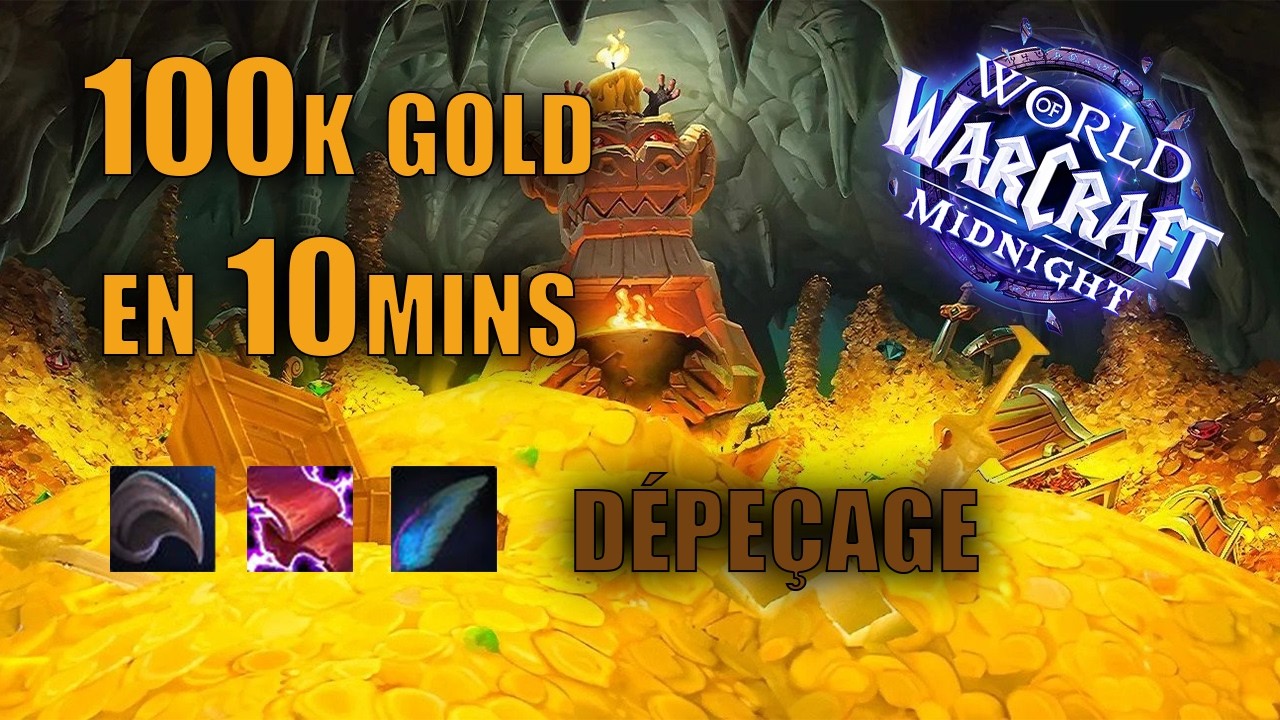 50k-100k GOLD en 10 minutes ! | Dépeçage Farm | Wow Midnight