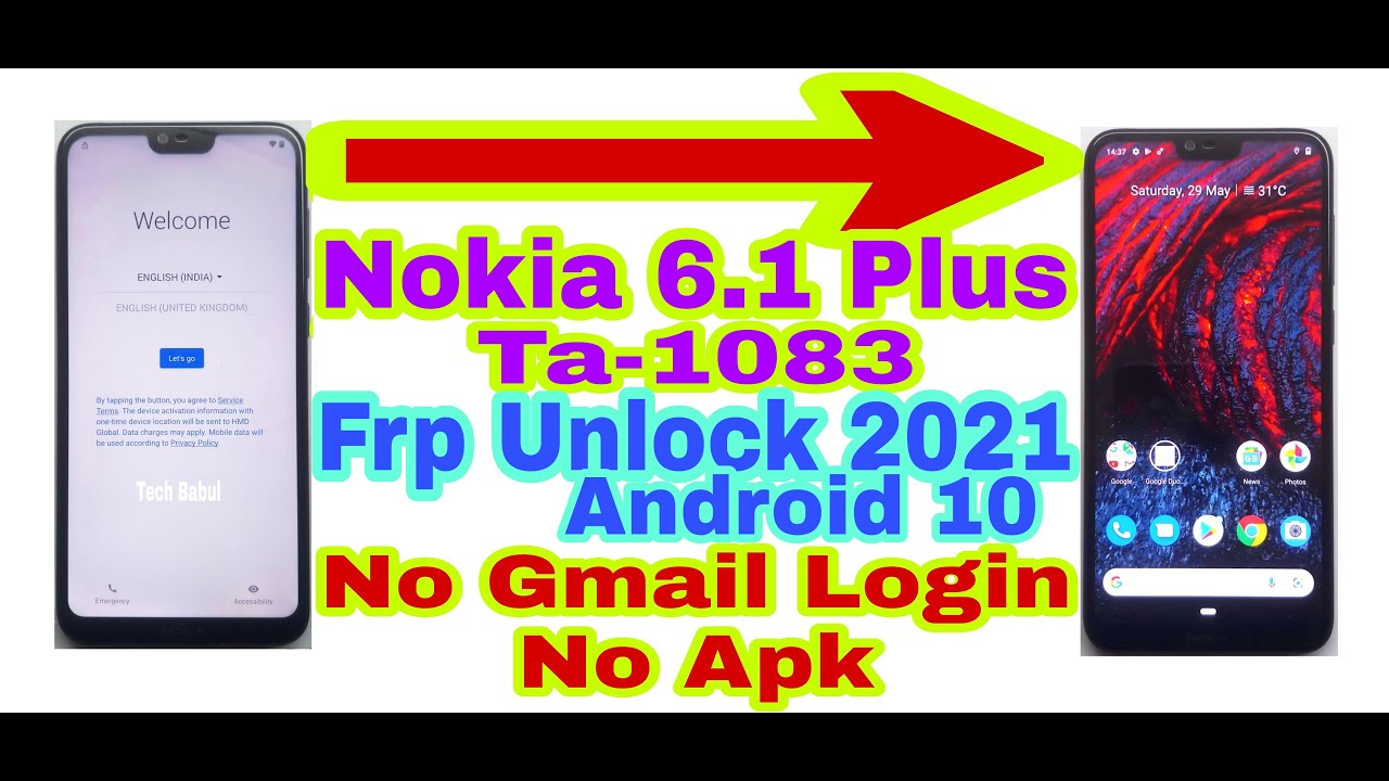 Nokia 6.1 Plus(Ta-1083)Android 10 Frp Bypass Without Pc 2021/No Gmail/Bypass Google Lock 100%Working