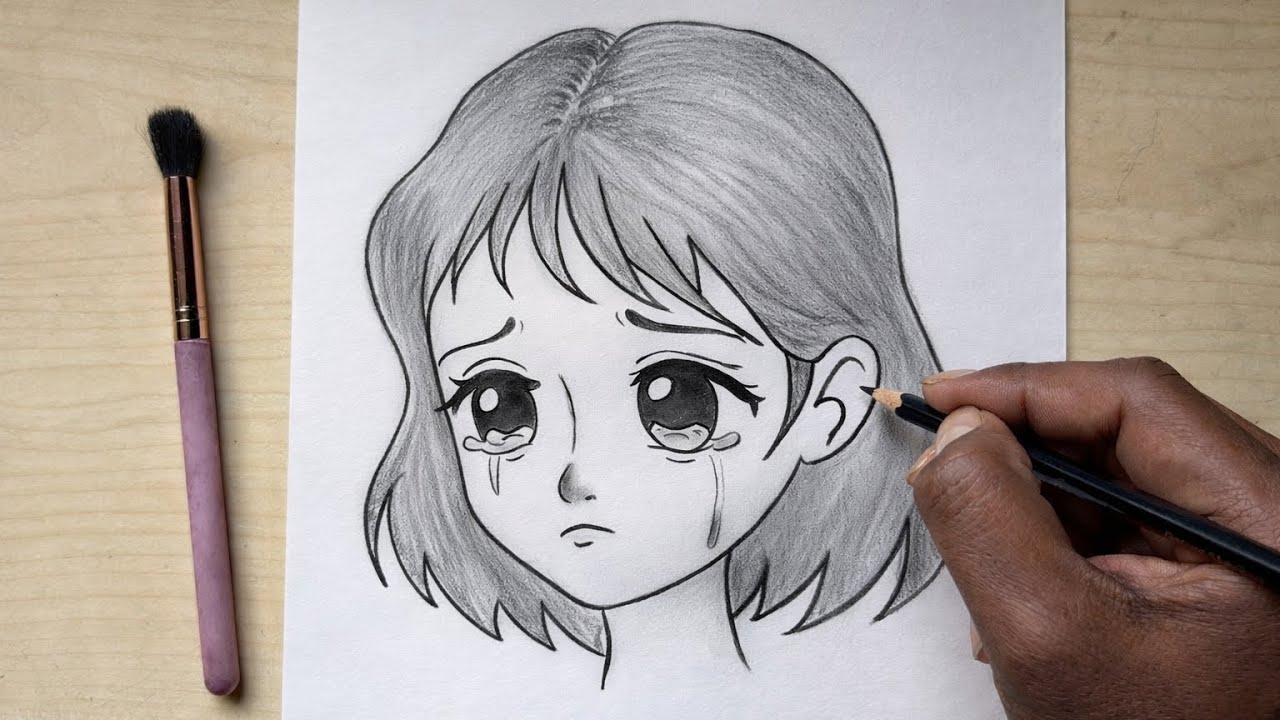 Sad girl Drawing step by step✍️ #drawing #art #esy 