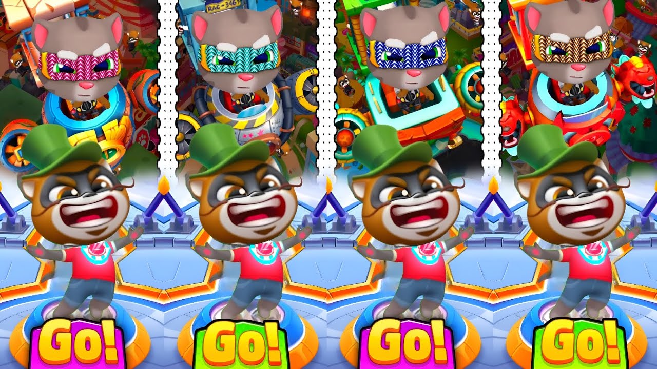 Talking Tom Hero Dash - Four Bosses Cages Traps Friends Vs Newly Outfits Hero Tom Defeated Raccoon