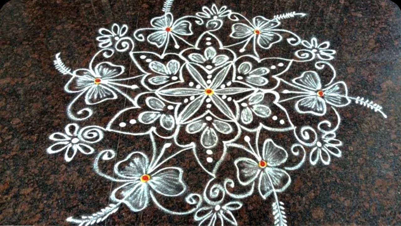 Beautiful Flower Rangoli Design 🌸 Easy Daily Muggu | Simple White Rangoli for Beginners #rangoli 