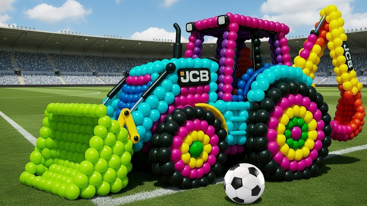 The mascot vibrato assistant JCB and Tractor placed on the football field is popular, co produced