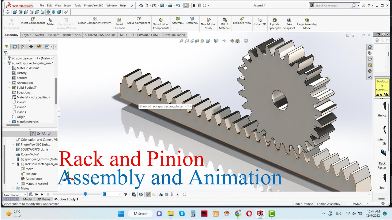 Rack and Pinion Design and Assembly | SolidWork Tutorial for Mechanical Engineering