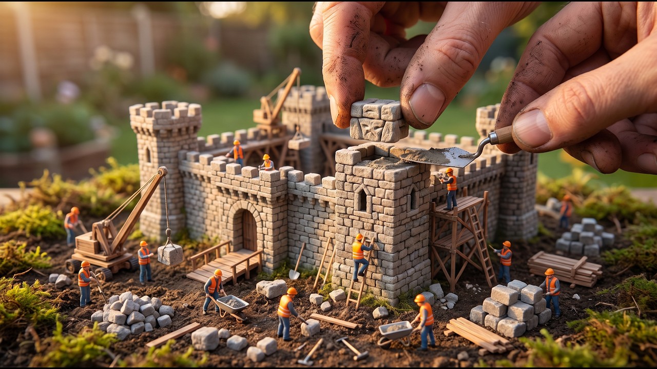 Miniature DIY European Castle Construction Timelapse 🏰 | Tiny Stone Fortress Built from Scratch