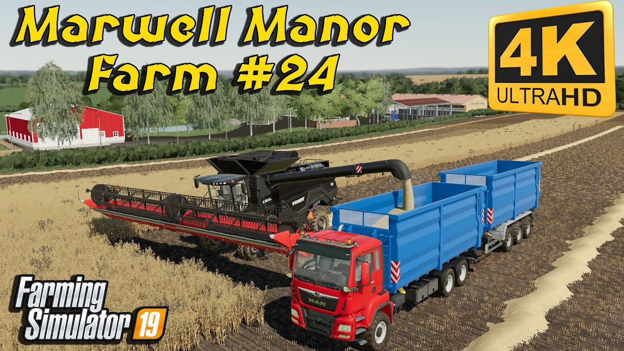 Harvesting oats, baling and collecting straws | FS 19 | Marwell Manor Farm #24 | 4K(UltraHD)