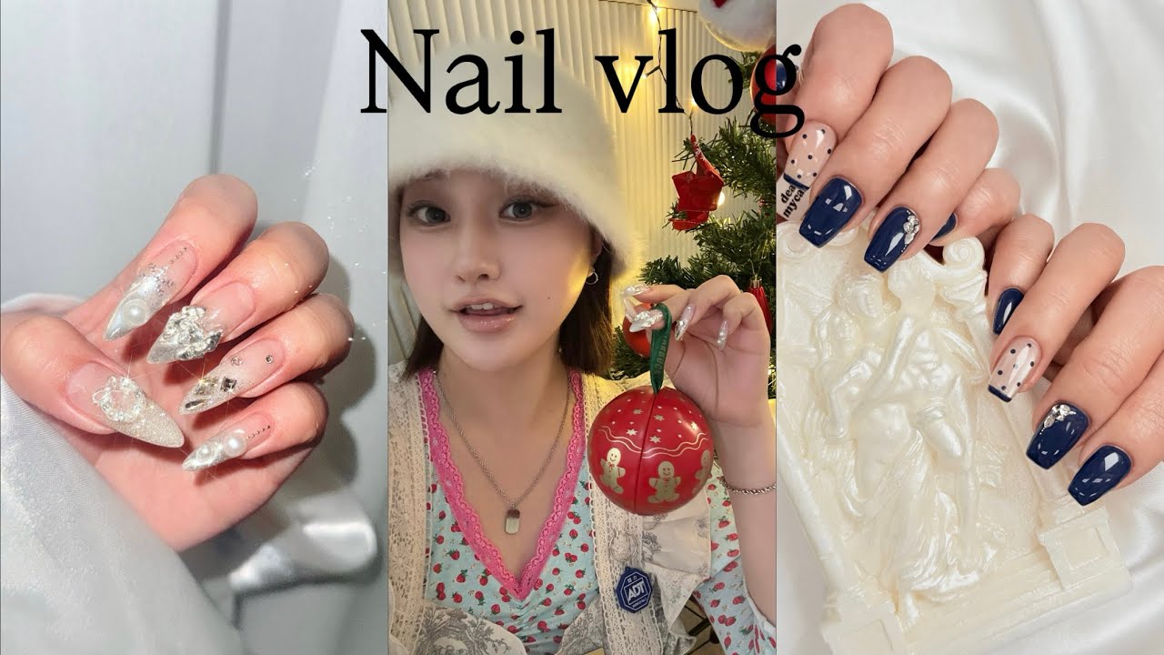 vlog. 네일샵 출근 브이로그 | 🪄 셀프네일💅🏻˚₊· , 오버레이하는법, 코핀쉐입잡는법, cctv 에피소드🚨, 풀컬러바르기, 트리만들기🎄🎅🏻♥ 