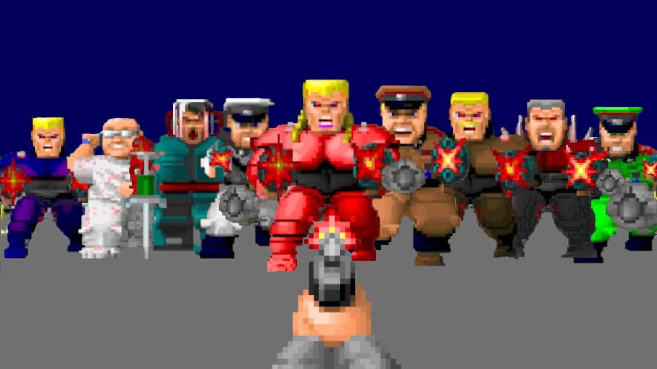 Wolfenstein 3D - All Boss Fights, Pistol only (Wolf 3D, 30th Anniversary Edition)