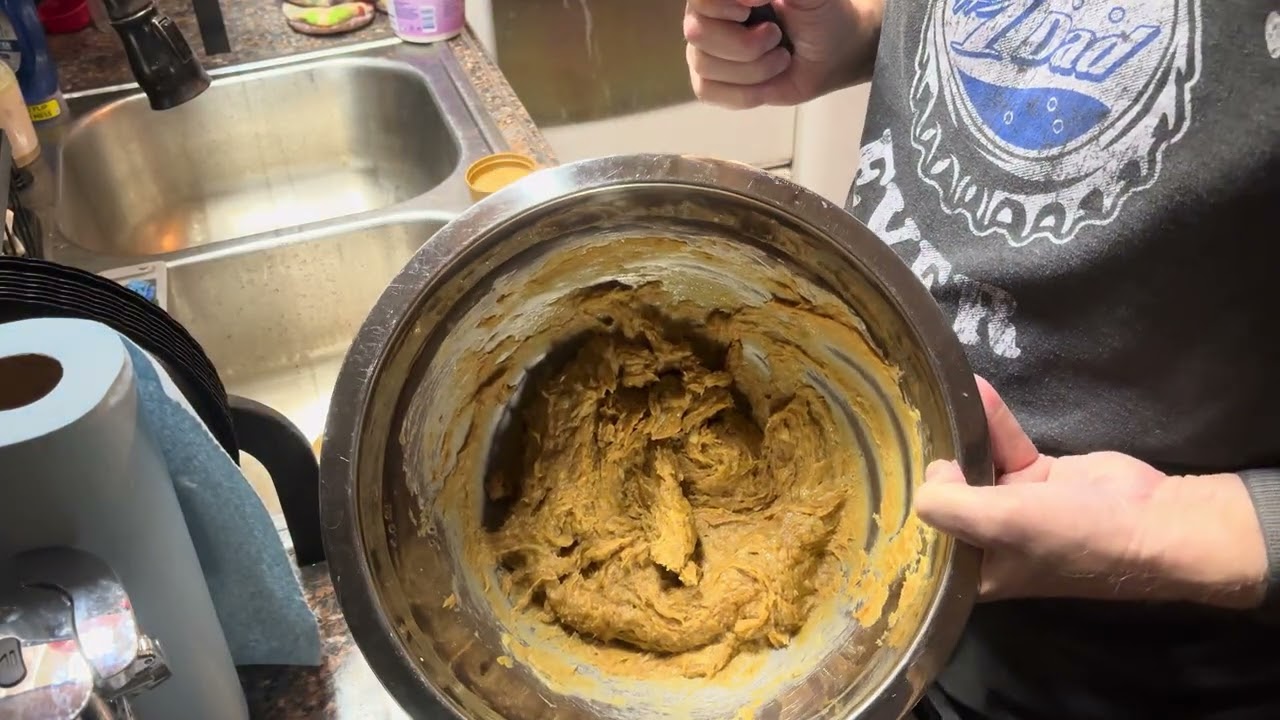 Making homemade peanut butter banana ice cream