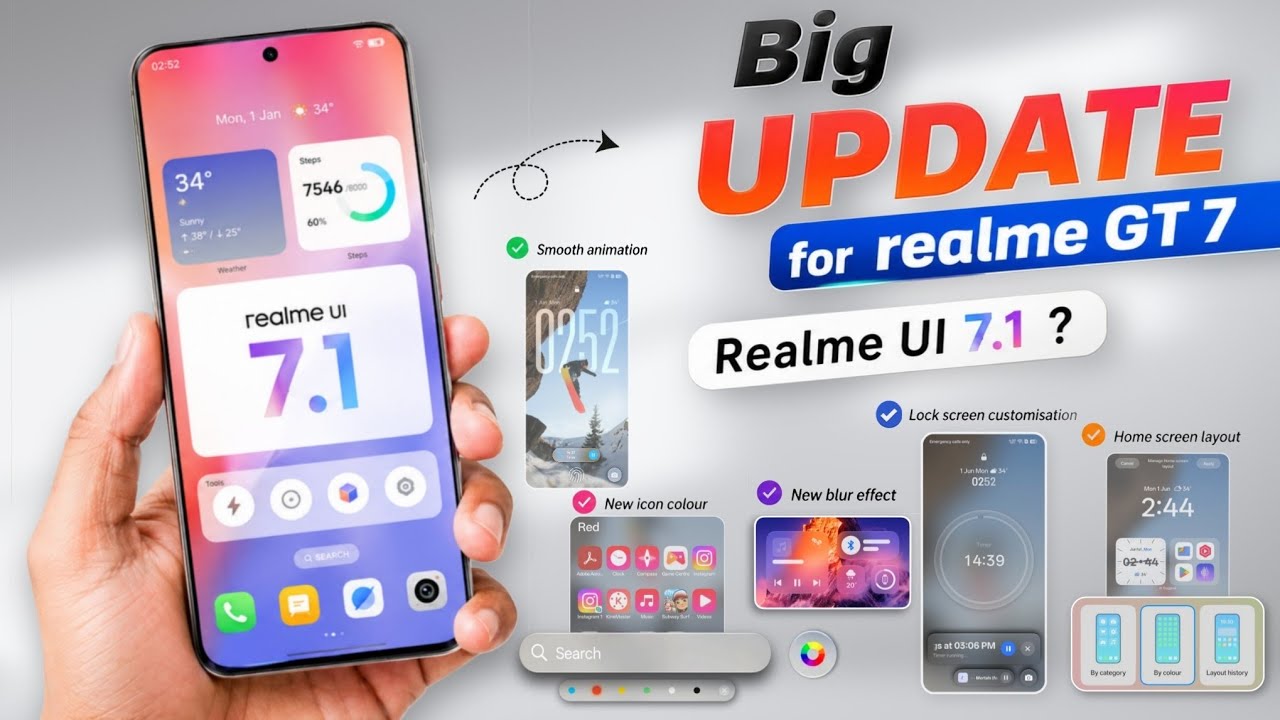 Big Update for Realme GT 7 ft. Realme UI 7.1 - Camera layout, Lock Screen Widget & More