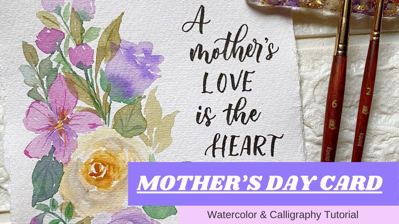 Easy Floral Wreath Watercolor Card Design for Mother's Day