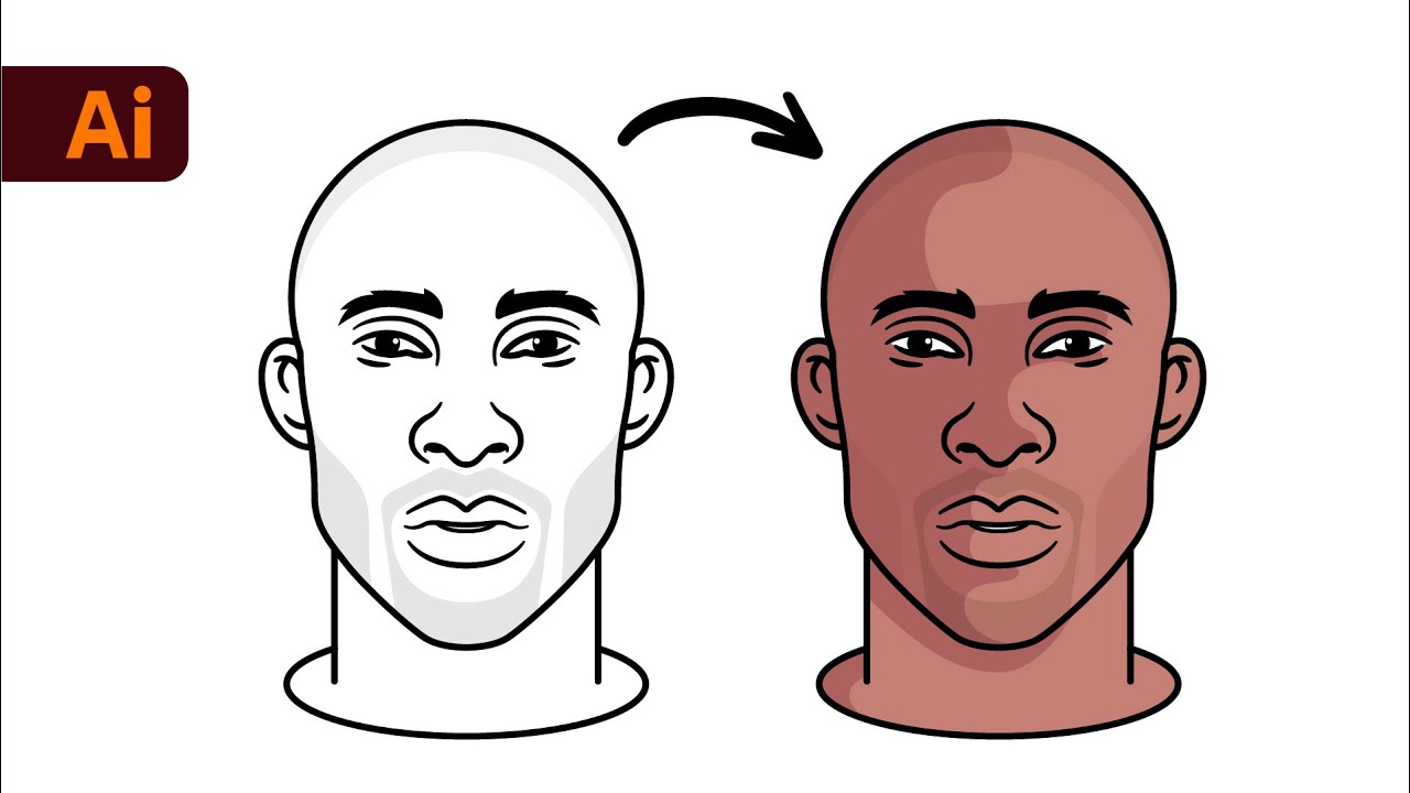 Учебное пособие по Adobe Illustrator — Как рисовать портреты (Коби Брайант)