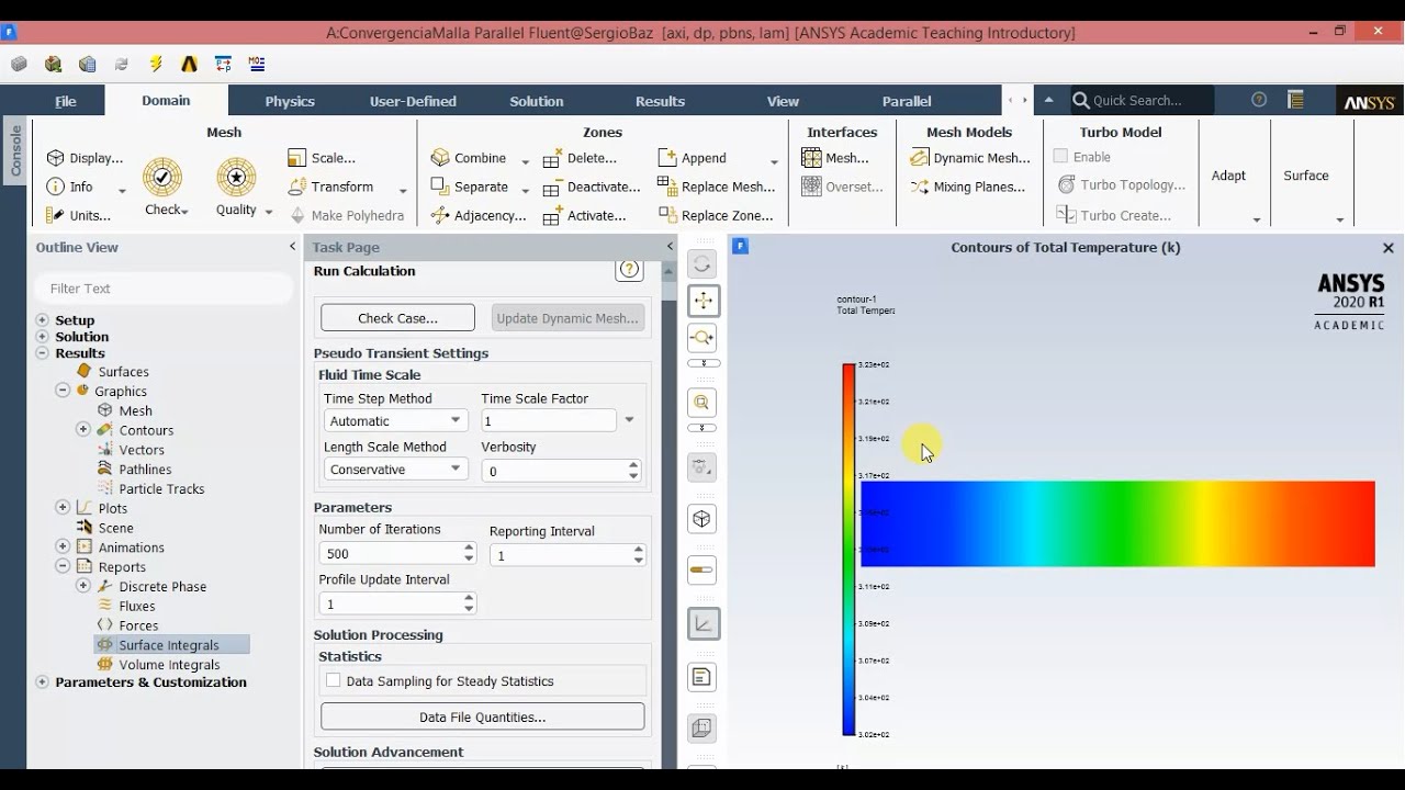 Convergencia de Malla para Flujo Laminar con Generación e Intercambio de Calor (CFD - ANSYS Fluent)