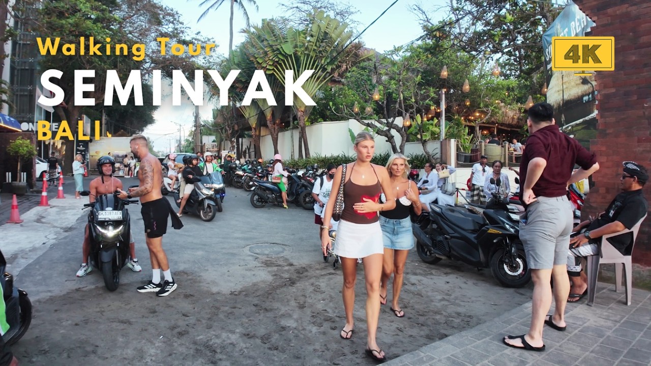 SEMINYAK, Bali 4K Walking Tour Around Double Six Beach, Melasti Ceremony & Beautiful Sunset
