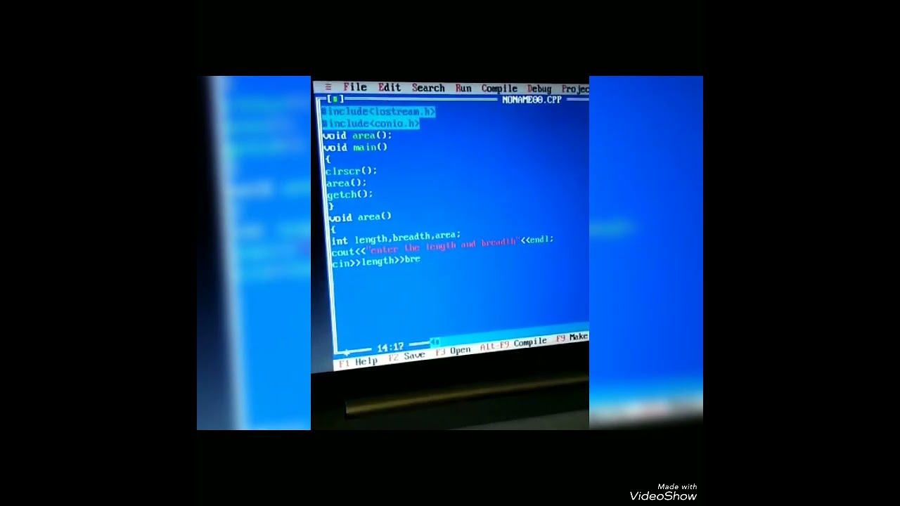 Program of Area of rectangle using function in c++ by shreya.