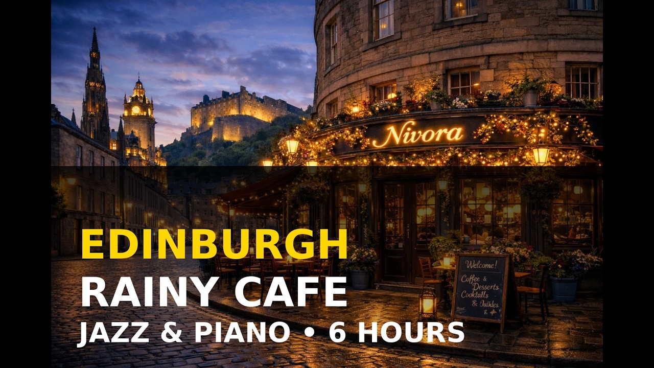 Rainy Cafe Ambience ☕ Soft Jazz & Piano for Study, Work & Sleep (6 Hours)
