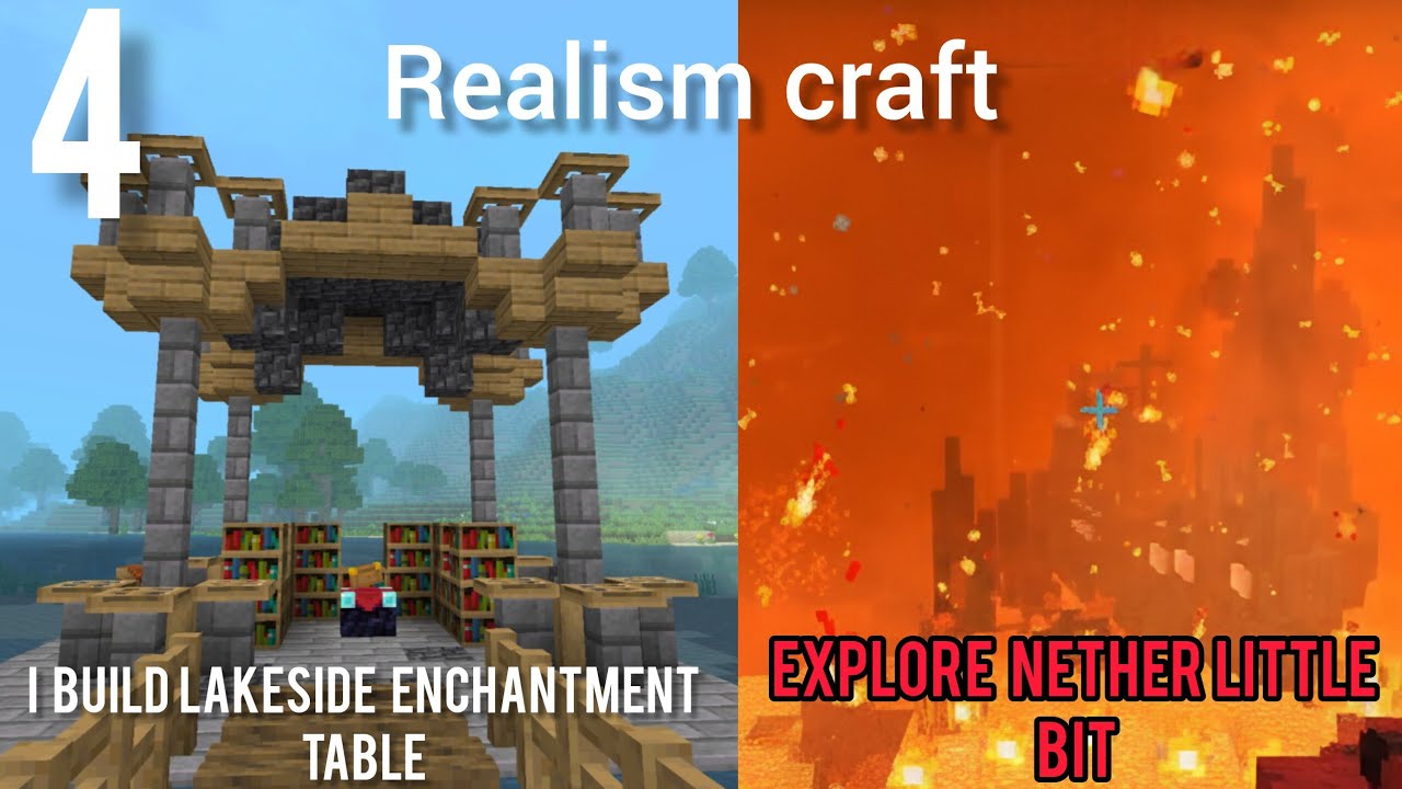 Building a Lakeside Enchanting Table And A Quick Nether Trip (Realism Craft) Part 4 Tamil