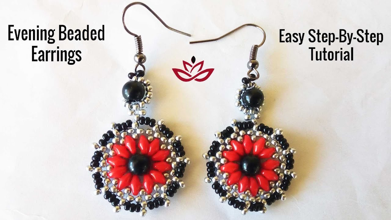 Evening Beaded Earrings With Superduos - Tutorial