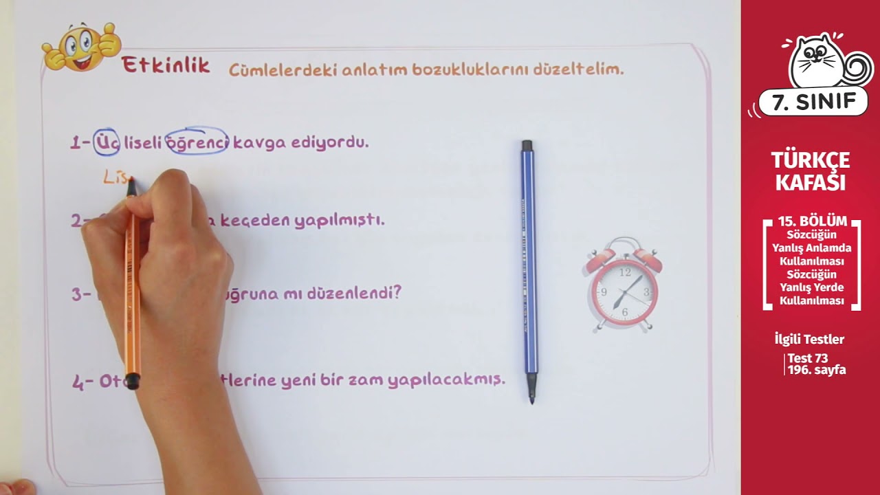 7. Sınıf Türkçe Ders #41 - Sözcüğün Yanlış Anlamda Kullanılması Sözcüğün Yanlış Yerde Kullanılması
