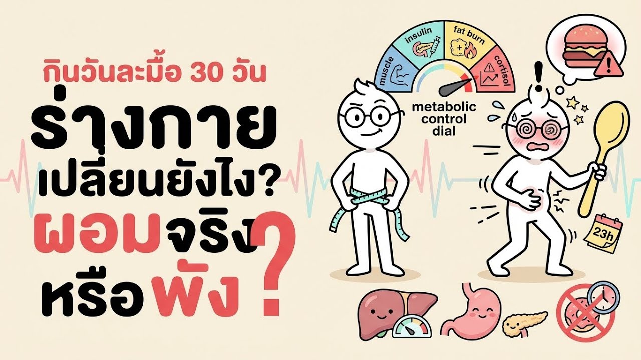 กินวันละมื้อ (OMAD) 30 วัน ร่างกายเปลี่ยนยังไง? อินซูลิน ไขมัน กล้ามเนื้อ คอร์ติซอล|ScienceExplained