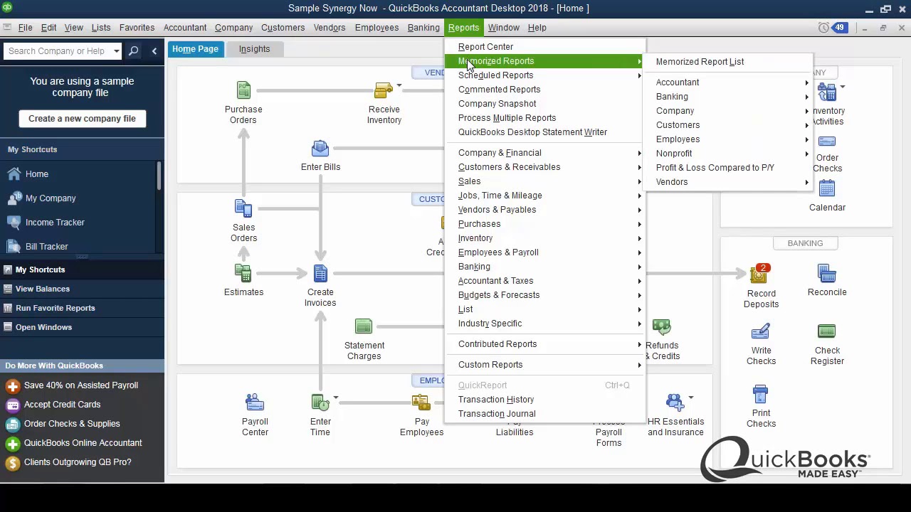 QuickTips™ Memorizing Reports in QuickBooks® Desktop