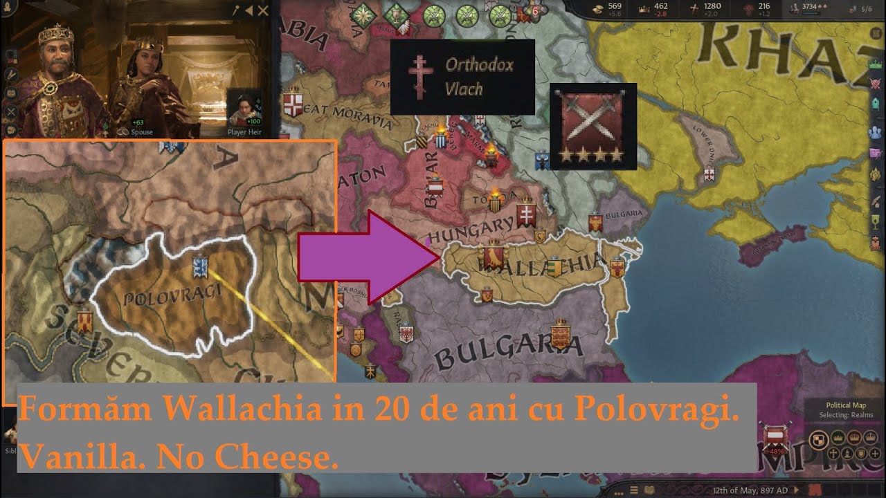 Formam Valahia cu Polovragi in 876 in Crusader Kings 3 in 20 de ani. No save, no load. ROMANA