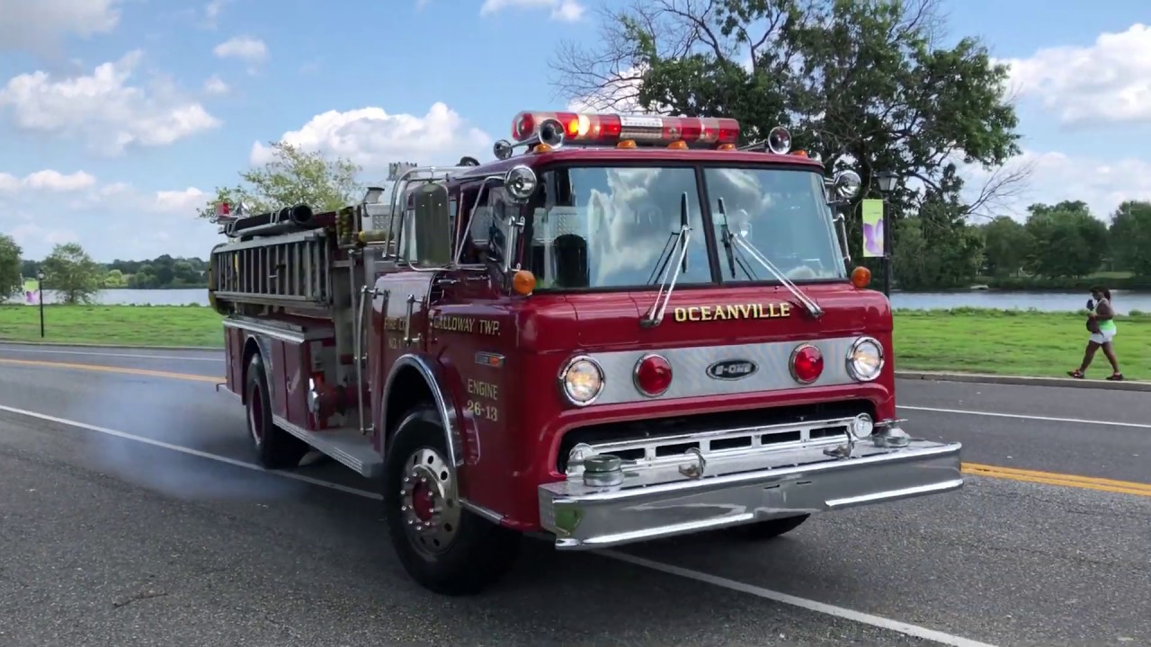 OLD Fire Trucks With Lights, Siren, & Horns Departing Muster