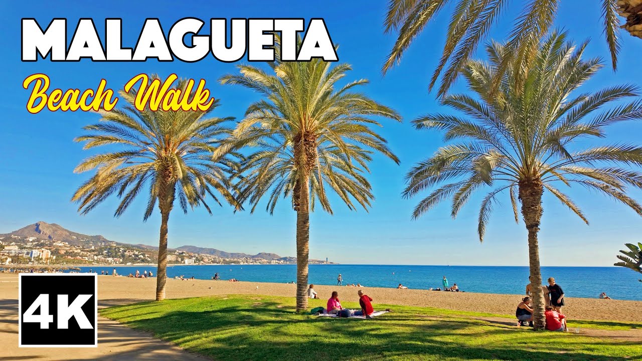 4K Beach Stroll: Discover the Beauty of La Malagueta in Malaga, Spain | Coastal Walk in Ultra HD