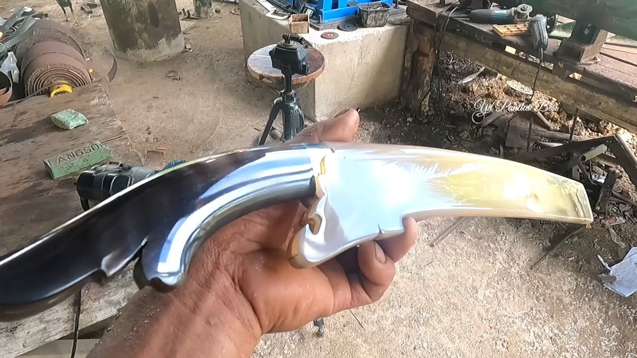 amazing dari tanduk kerbau bulek membuat gagang dan sarung golok
