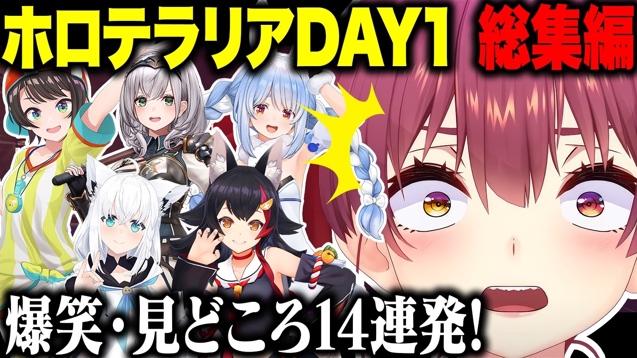 【総集編】ホロテラリアDAY1 爆笑・見どころ14連発！！【#ホロライブ切り抜き /#宝鐘マリン #兎田ぺこら #大空スバル #白銀ノエル #白上フブキ #大神ミオ 】