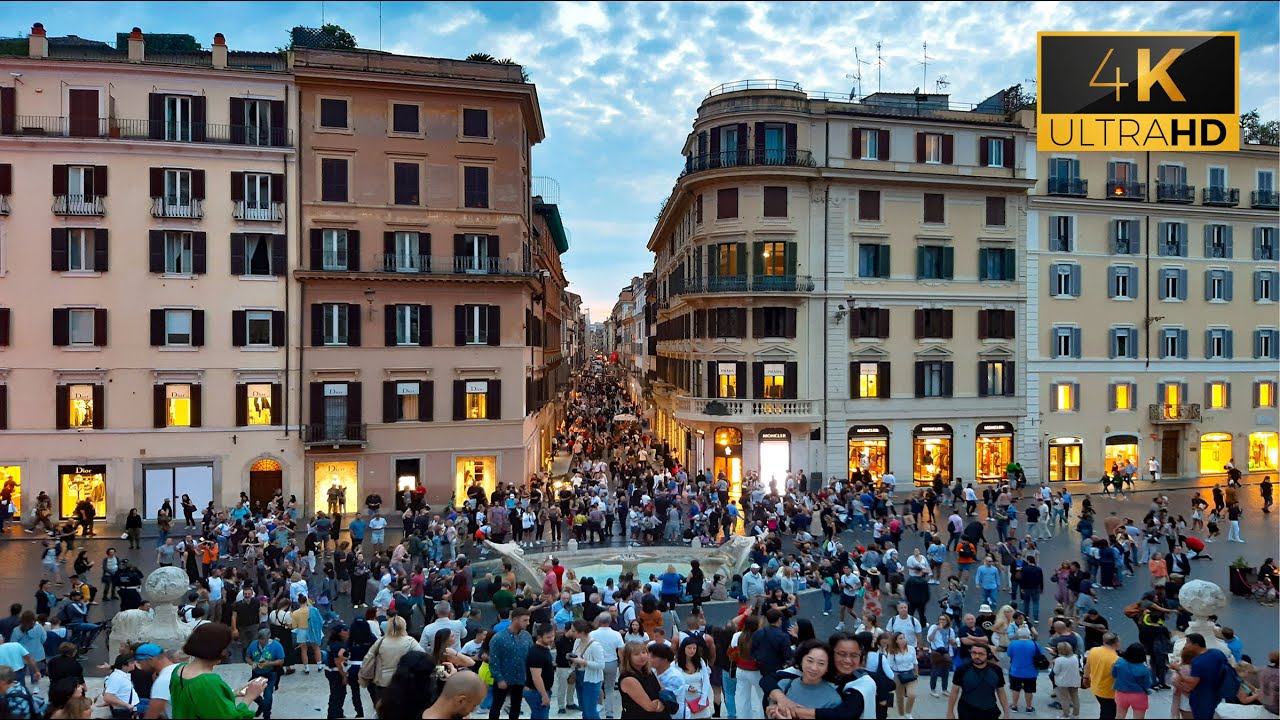 Rome | crowded Sunday evening [4K]