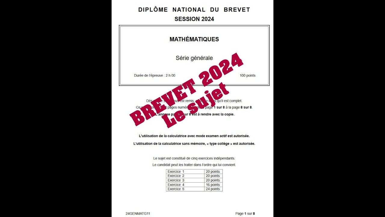 Le sujet du Brevet de maths 2024 en avant-première !