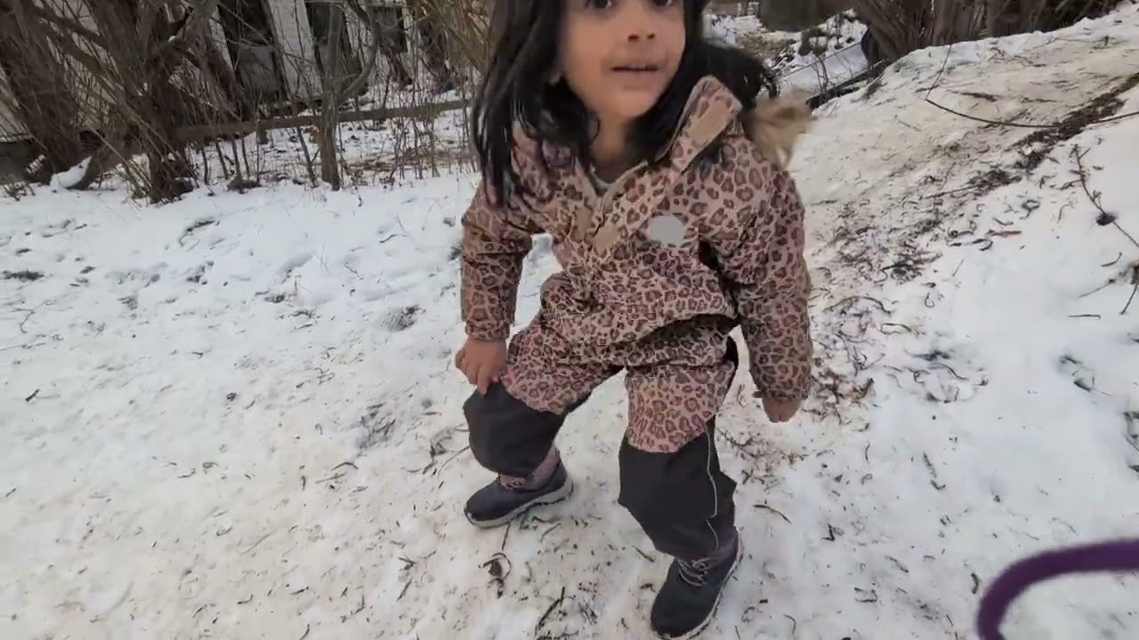 Afnan Playing with Friends in Snow | Kids Sliding on Snow at Børnehave ❄️ | Happy Winter Play