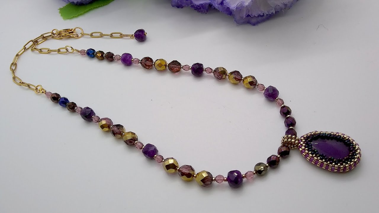 Purple Pendant Necklace Tutorial - Sam's Bead Box May 2023 Waltz of the Flowers #samsbeadbox