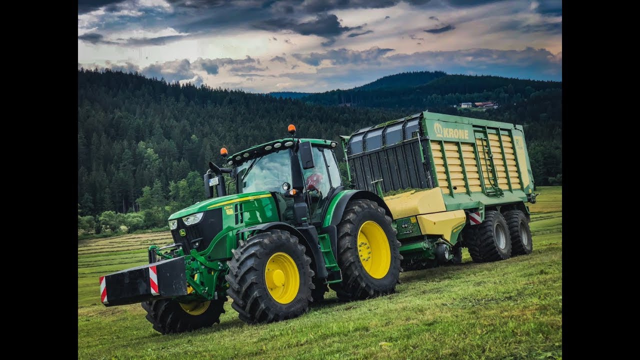 Let´s Drive John Deere 6250R mit Krone RX360 Ladewagen beim 2.Schnit 2018 Teil 1