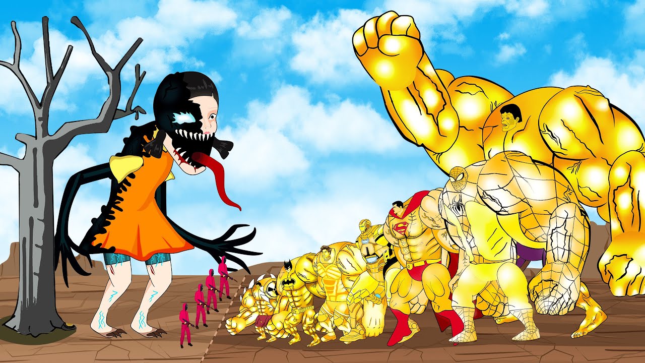 Evolution Of GOLD HULK & SPIDERMAN, SUPERMAN, BATMAN Playing Squid Game 2 Animation | 어몽어스 오징어 게임 2