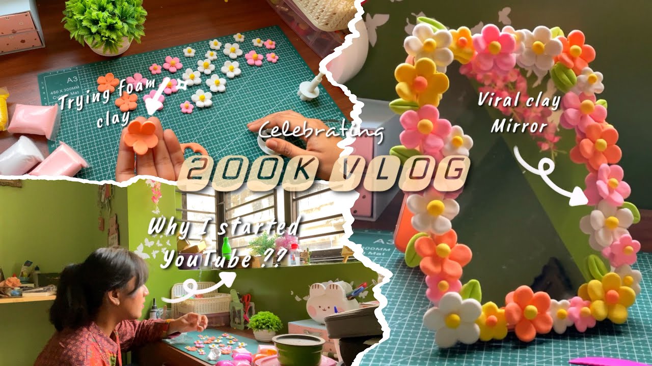 🌱Making foam clay Mirror / celebrating 200k (why i started YT ) baking 🍰