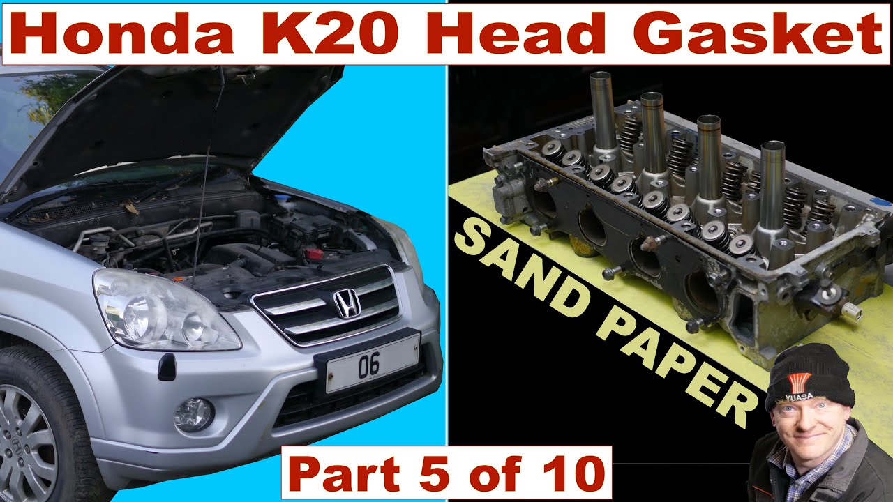 Часть 5 - Honda CRV 2 литра K20 A4 .... Обезжиривание головки блока цилиндров наждачной бумагой и...