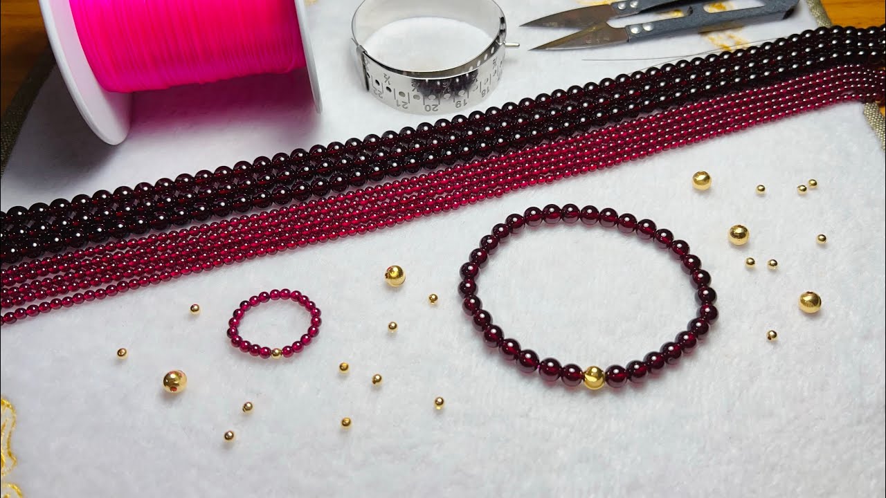 Easy DIY Making - How To Make Garnet Jewelry Set Bracelet and Ring for 2024